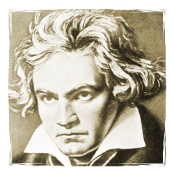 A portrait of Ludwig von Beethoven