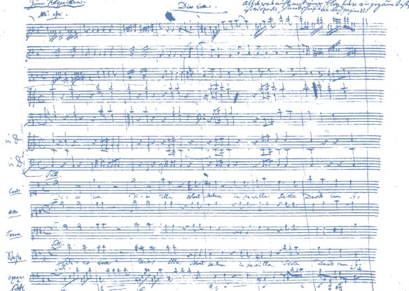 Picture of the original score for Mozart's Requiem, at the start of the Dies Irae