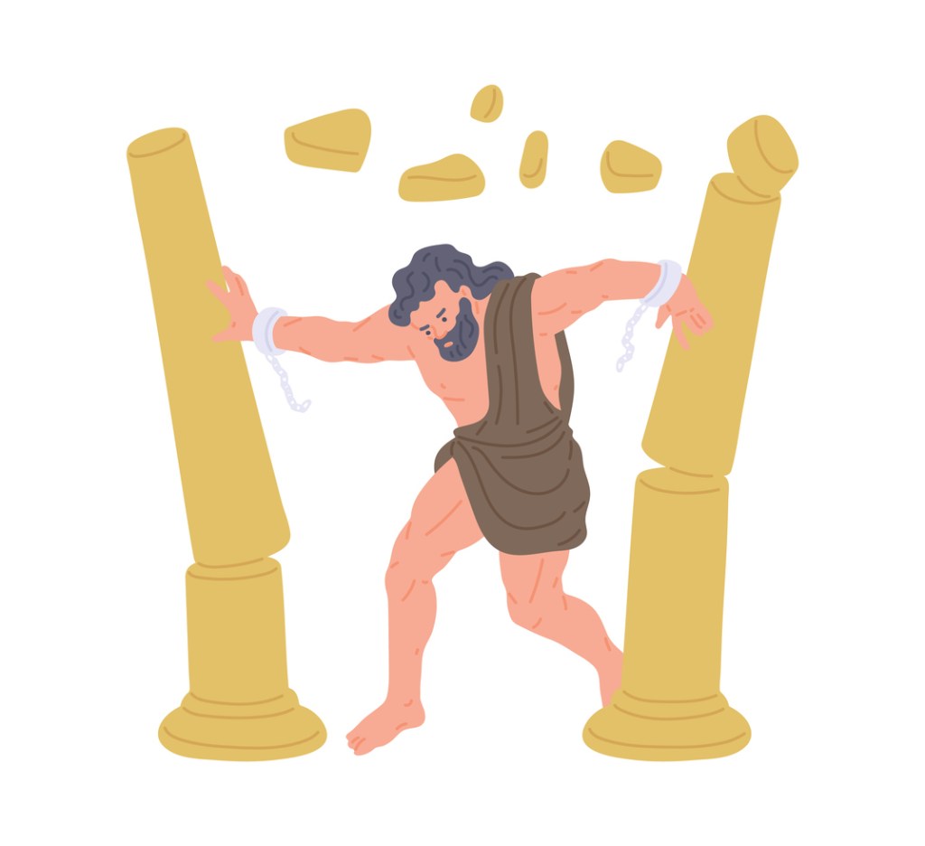 Vector image of Samson destroying the temple